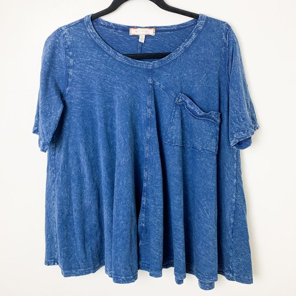 Anthropologie Eri Ali Blue Denim Swing Top Short Sleeve XS - Picture 2 of 6